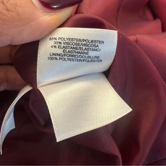 Nine West Burgundy Tuxedo Regencycore Blazer Black Contrast Collar Size 10 NWT - Picture 13 of 14